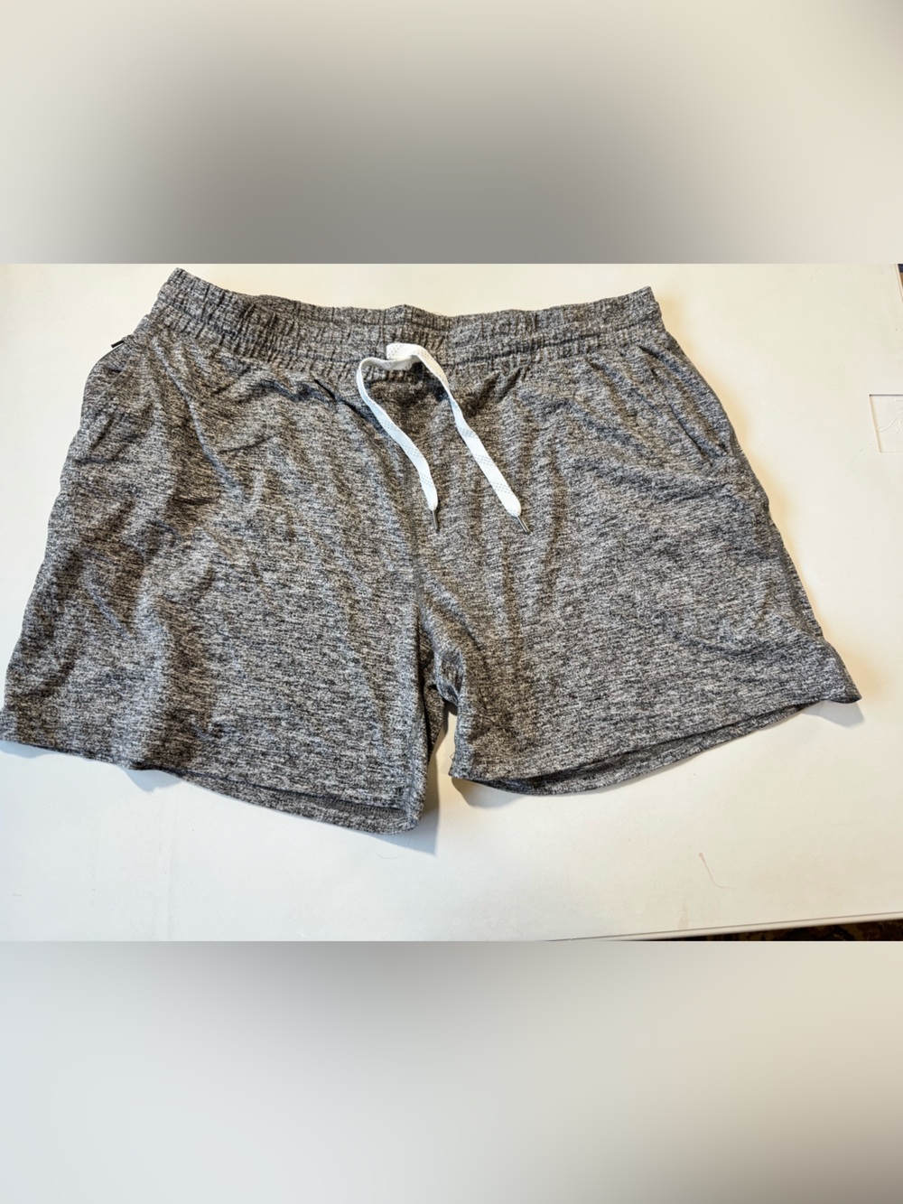 Pacific Trail Gray Heather Athletic Shorts with White Drawstring